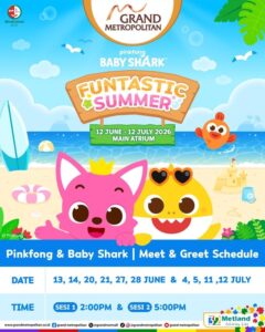 Pertama di Bekasi, Pinkfong and Baby Shark Hadir di Grand Metropolitan Bekasi Selama Libur Sekolah