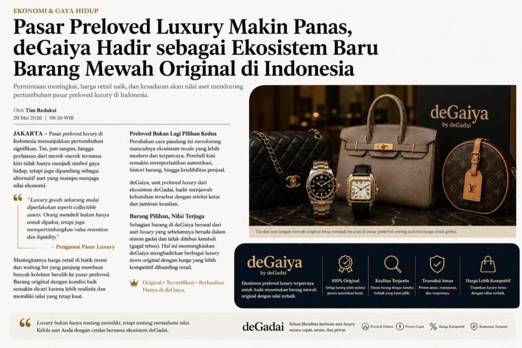 Pasar Preloved Luxury Makin Panas, deGaiya Hadir sebagai Ekosistem Baru Barang Mewah Original di Indonesia