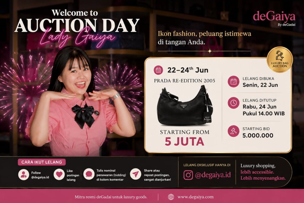 Luxury Bag Auction Kembali Digelar, Prada Re-Edition 2005 Siap Diperebutkan Mulai Rp5 Juta di @degaiya.id