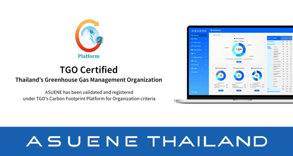 ASUENE Achieves TGO Certification in Thailand, Enabling TGO-Compliant Carbon Accounting, Reporting, and Sustainability Disclosure