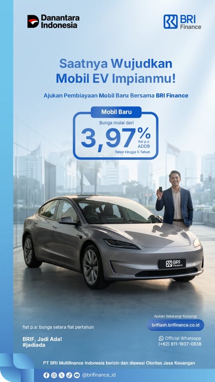 BRI Finance Bidik Pertumbuhan Pasar EV dengan Pembiayaan Bunga Mulai 3,97%
