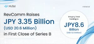 RevComm ระดมทุนซีรีส์ B รอบแรกมูลค่า 3.35 พันล้านเยน (ประมาณ 20.6 ล้านดอลลาร์สหรัฐ) ดันยอดระดมทุนสะสมแตะ 8.6 พันล้านเยน (ประมาณ 52.8 ล้านดอลลาร์สหรัฐ)