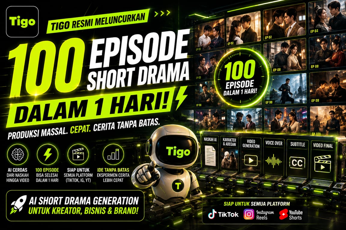 Tigo Resmi Meluncurkan Layanan “100 Episode Short Drama dalam 1 Hari”, Produksi AI Short Drama Memasuki Era Skala Besar