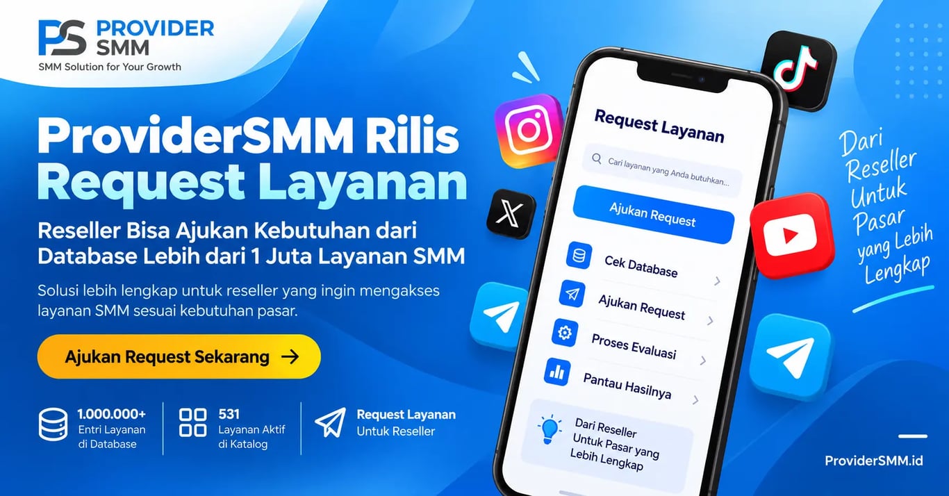 ProviderSMM Rilis Request Layanan, Reseller Bisa Ajukan Kebutuhan dari Database Lebih dari 1 Juta Layanan SMM