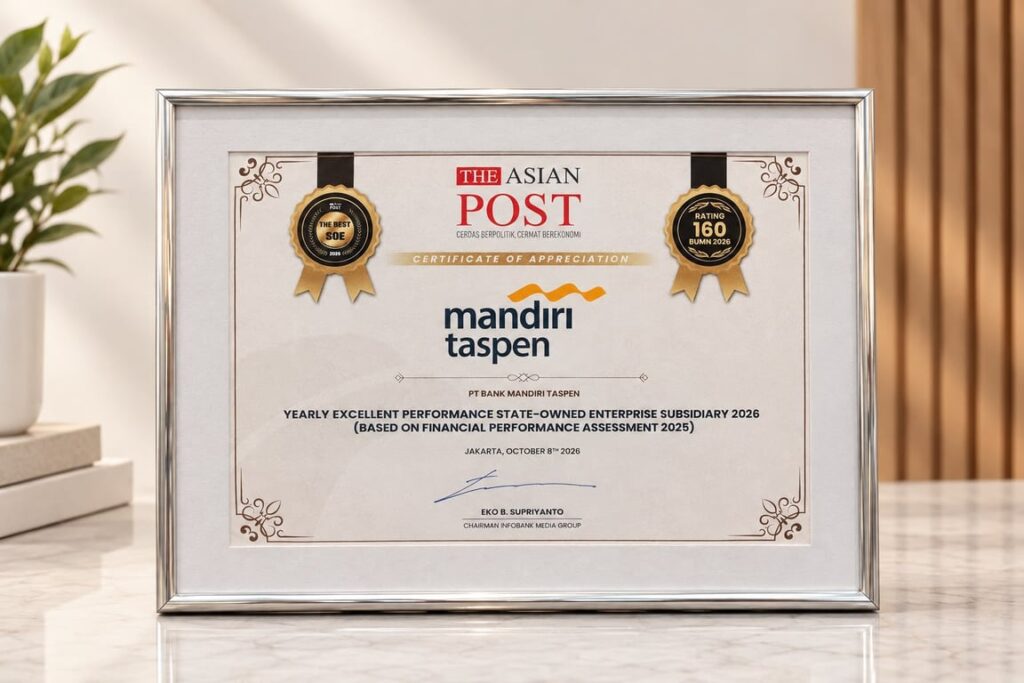 Kinerja 2025 Diakui, Bank Mandiri Taspen Raih Yearly Excellent Performance 2026