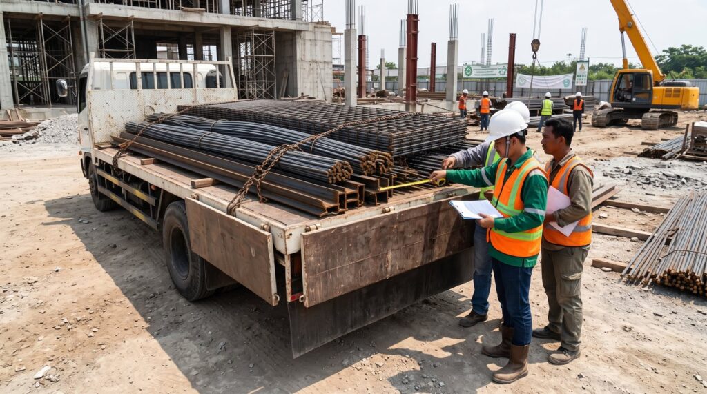 Material Besi Sampai di Proyek, Siapa yang Memeriksa Sebelum Dibongkar?